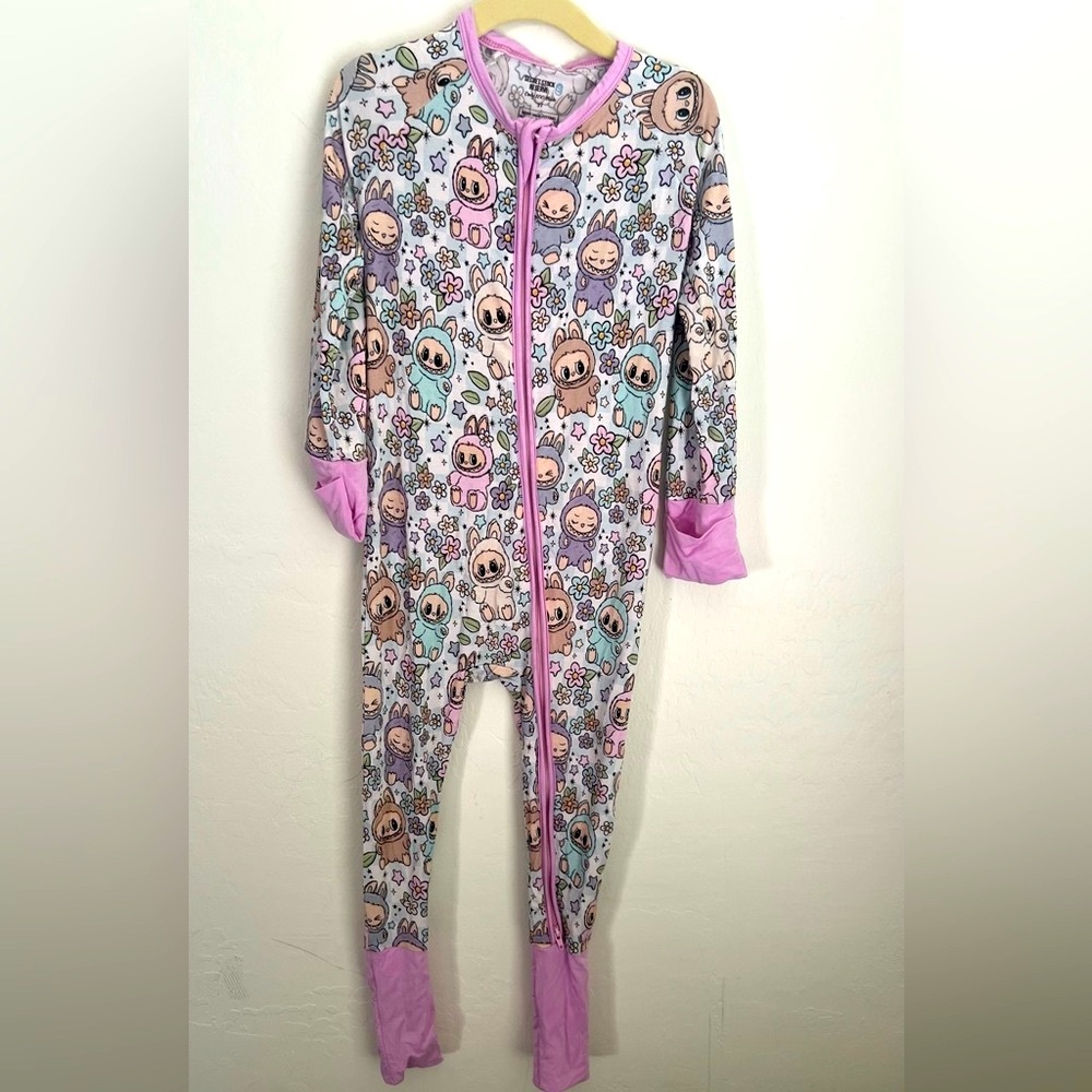 Secret Stock Reserve Labubu Print Kids Footie Pajamas with Purple 3T💜🤍🩵